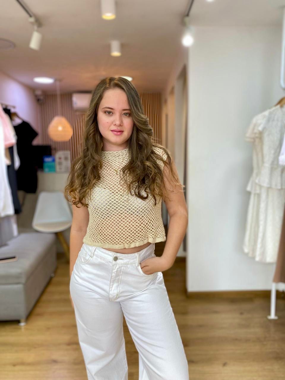 Top tejido beige