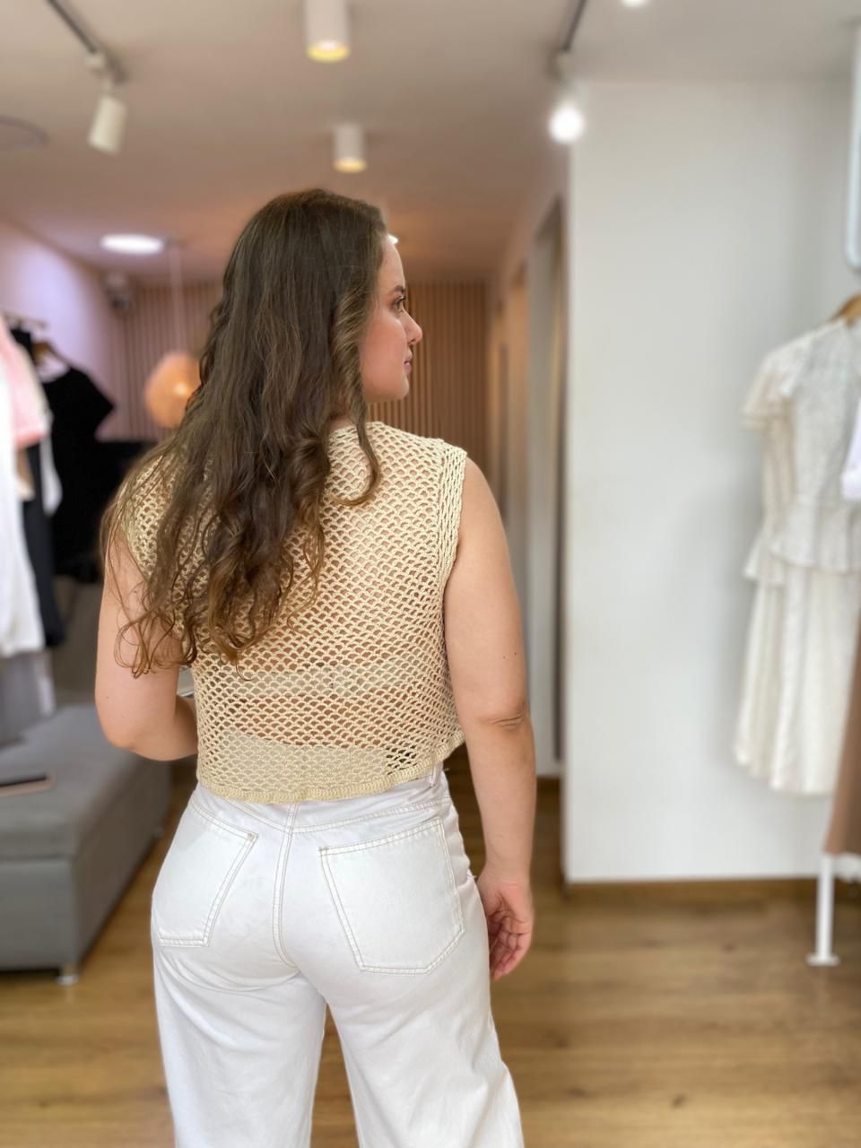 Top tejido beige