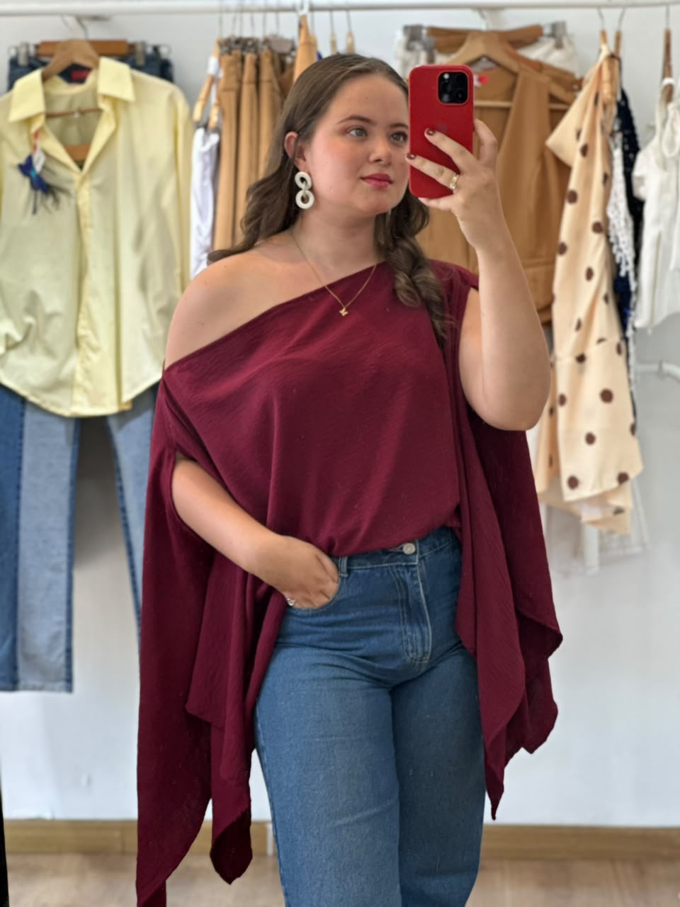 BLUSA MILAGROS VINO TINTO
